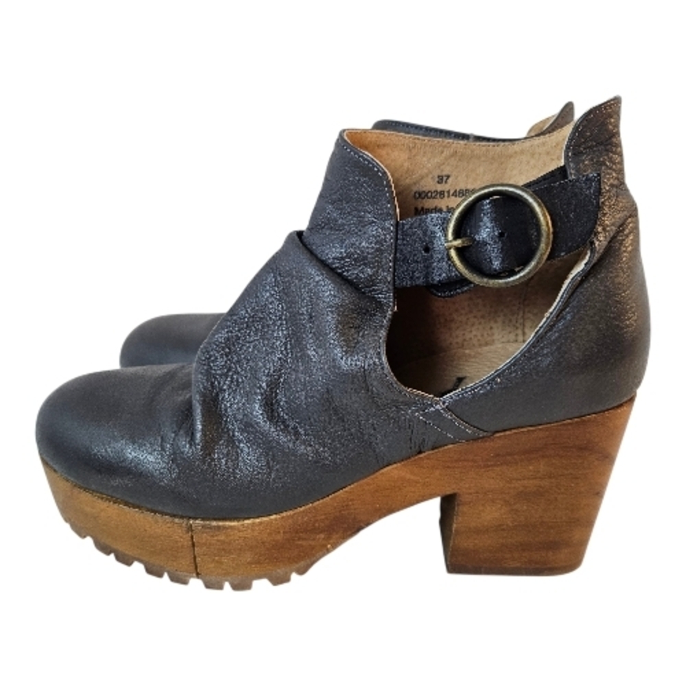 Free People Suri Clog Leather With Chunky Wooden Platform Made In Spain 37 - Picture 2 of 12